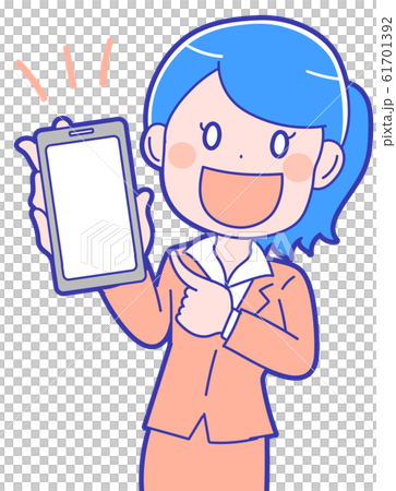 イラスト素材 スマホを持つ女性のイラスト素材